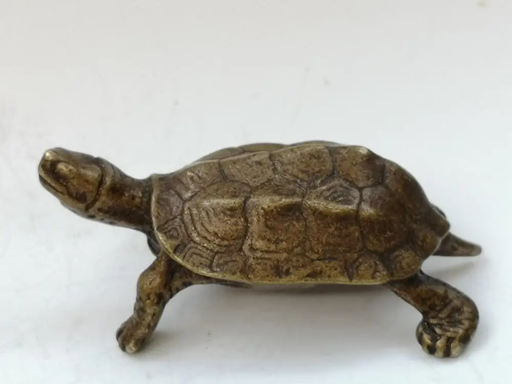 

YIZHU CULTUER ART Collection China Old Bronze Carved Charming Turtle Statue Pendant Or Paperweight Gift