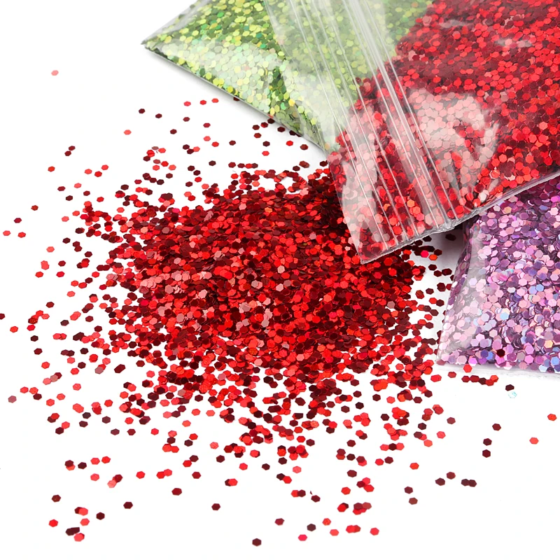

10g/Pack 1mm Holographic Nail Art Glitter Hexagonal Sequin Dust Silver Gold Blue Red Manicure Decorative Pigment Powder