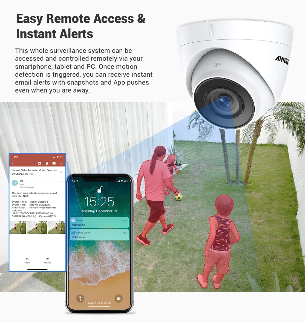 ANNKE 8CH 2MP со сверхвысоким разрешением Ultra HD, POE сетевой видеорегистратор безопасности Системы 8MP H.265 NVR с 4X2 Мп возможностью погружения на глубину до 30 м Ночное видение всепогодный IP CCTV Камера