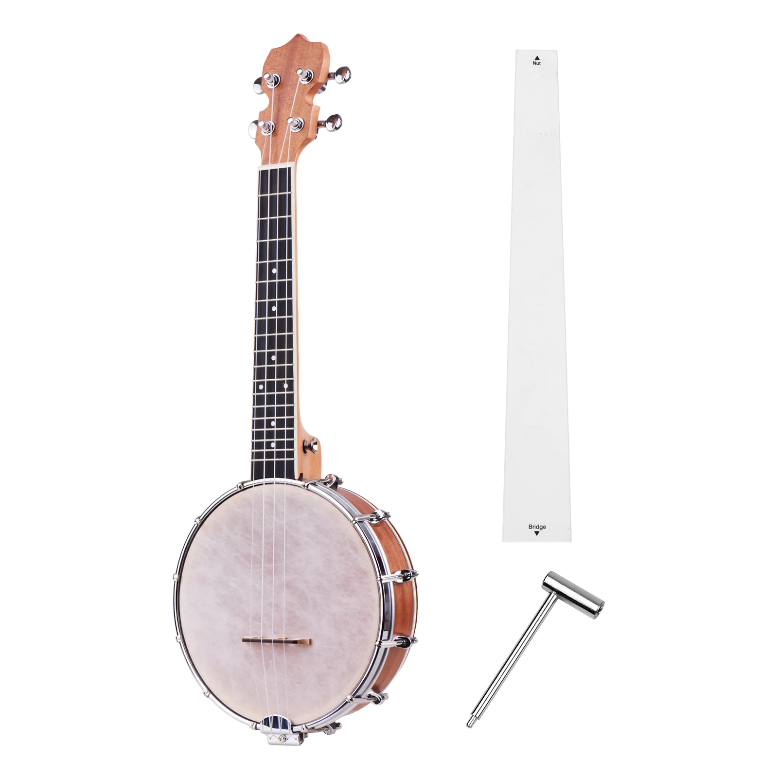 

Muslady Concert 23 Inch Open-back Banjo 4 String Banjolele Maple Body Okoume Neck with Tuning Wrench Bridge Positioning Ruler