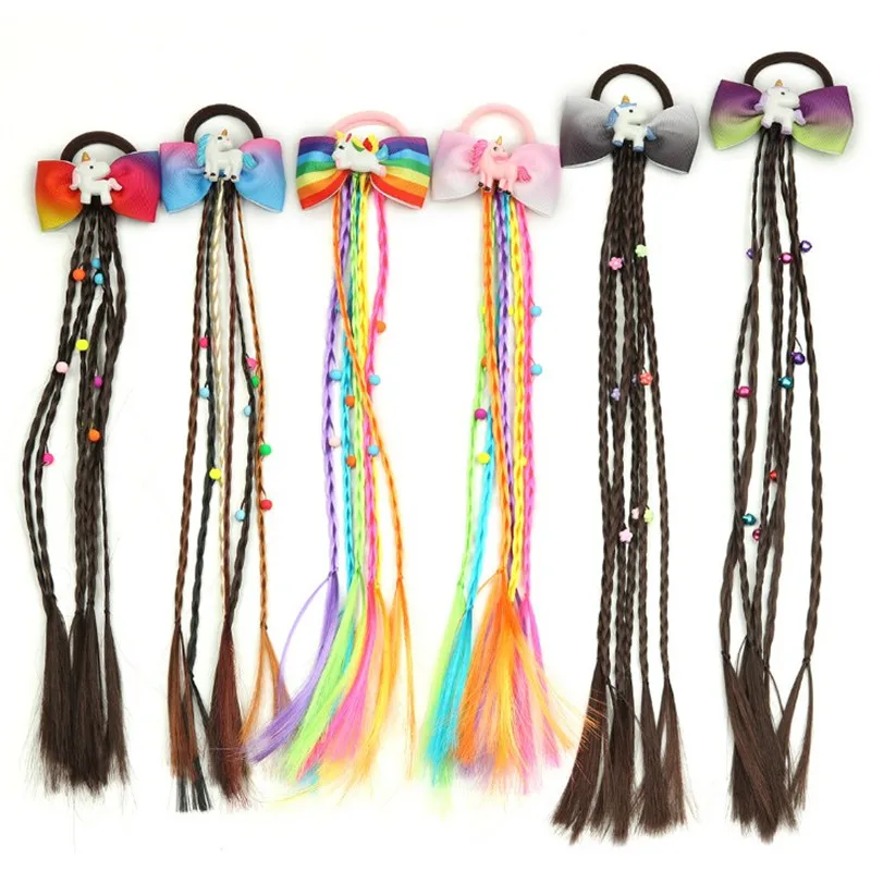 Повязка на голову с бантом и единорогом для девочек эластичная повязка плетеные