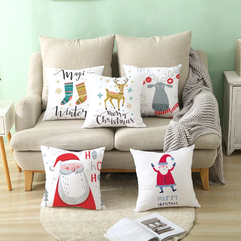 

Christmas Elements Pillow Case Anti-static Soft Cover For Home Xmas Decoration TB Sale
