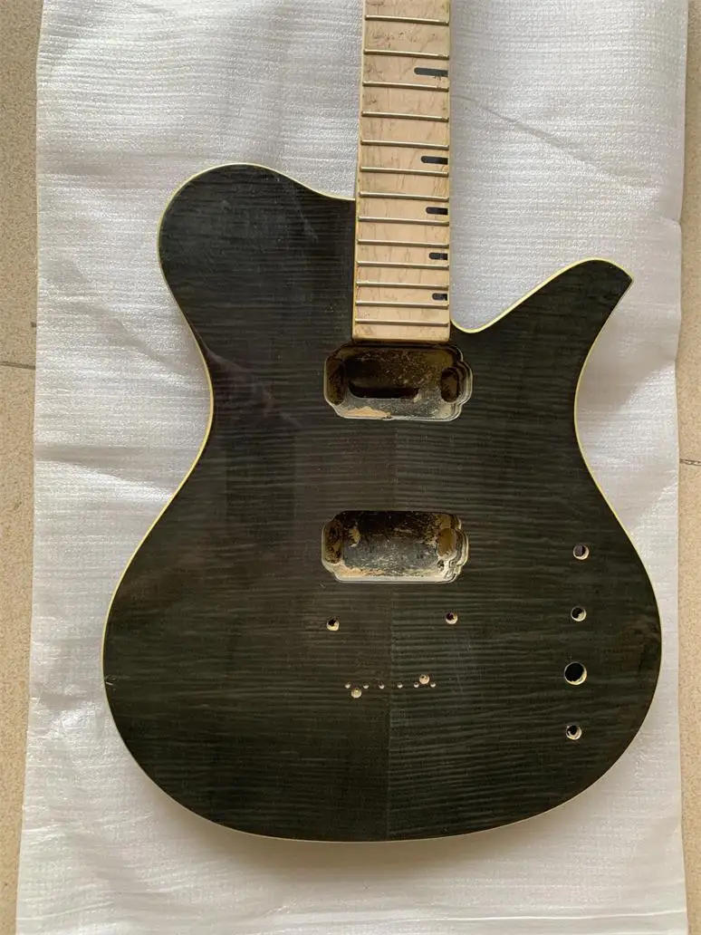 DIY (б/у) Первые действия электрогитары тигровый клен Топ прозрачный черный цвет