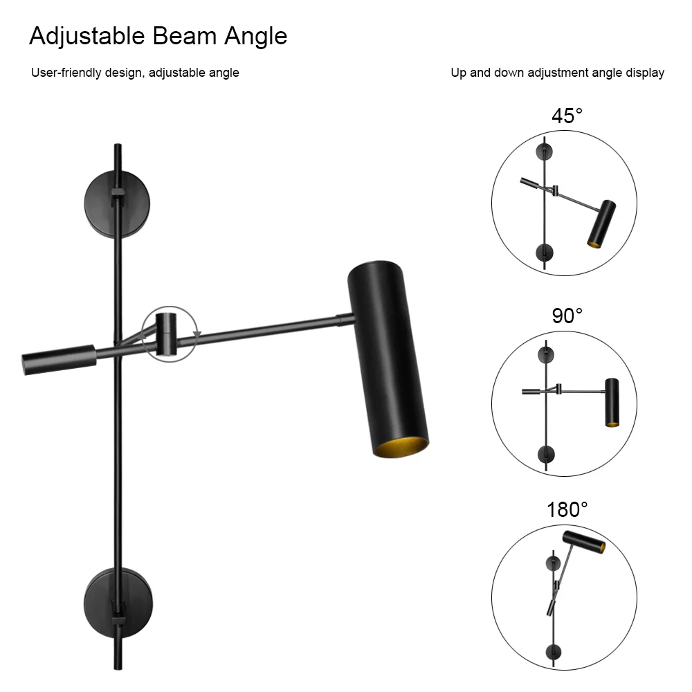 

Artpad Nordic E27 LED Iron Adjustable Swing Arm black Wall Lamp for Reading Room Living Room TV Wall Rooms Lighting Fixtures