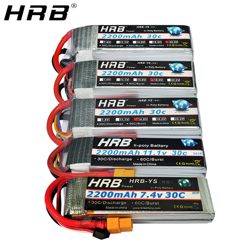 hrb 2200mah 2s 74 v lipo battery t deans xt60 30c 3s 111 v 148 v 185 v 222 v 37 v 4s 5s 6s rc drone fpv airplanes car boat parts free global shi
