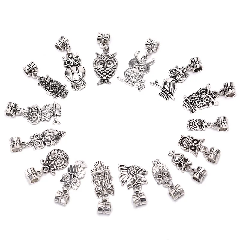 16Pcs /set Owl Animal Antique Alloy Charms Beads Pendant Jewelry Findings DIY Necklace Earrings Making | Украшения и аксессуары