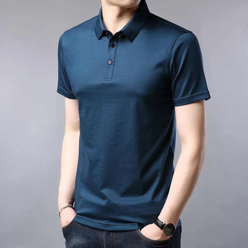 

high quality 2022 new Summer tops tees men lapel short-sleeved t shirt jke1609