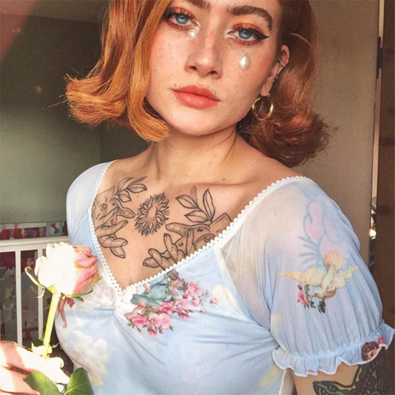 Женское платье из газовой ткани шифоновая рубашка с цветочным принтом и