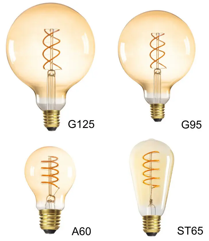 

G95 Bulb 3W 2200K Vintage Bulb With E27 Screw Warm White Lighting Curved Filament Amber Glass Shade Warm White Lighting