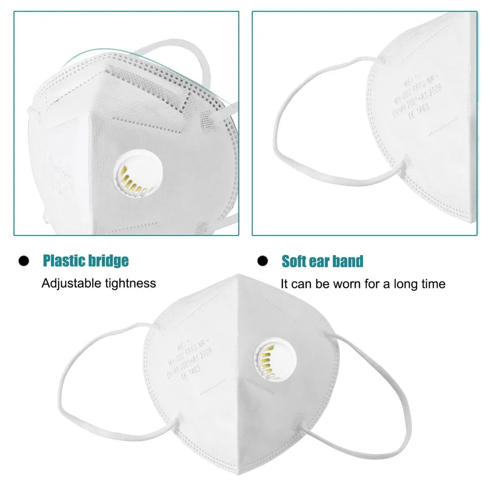 

50Pcs Valve FFP2 CE Mask Safety Breathable Dustproof Mouth Face Protective Masks FFP2 Approved Respirators Mascarillas Masken