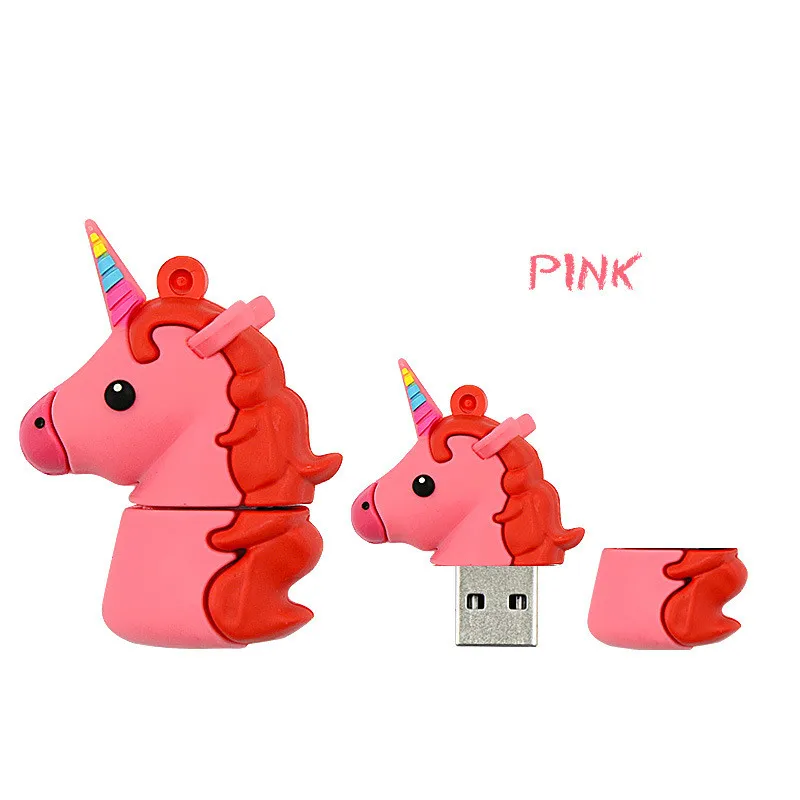Милый Единорог в мультипликационном стиле usb флэш-накопитель 4g/8g/16g/32g/64g/128g Флеш