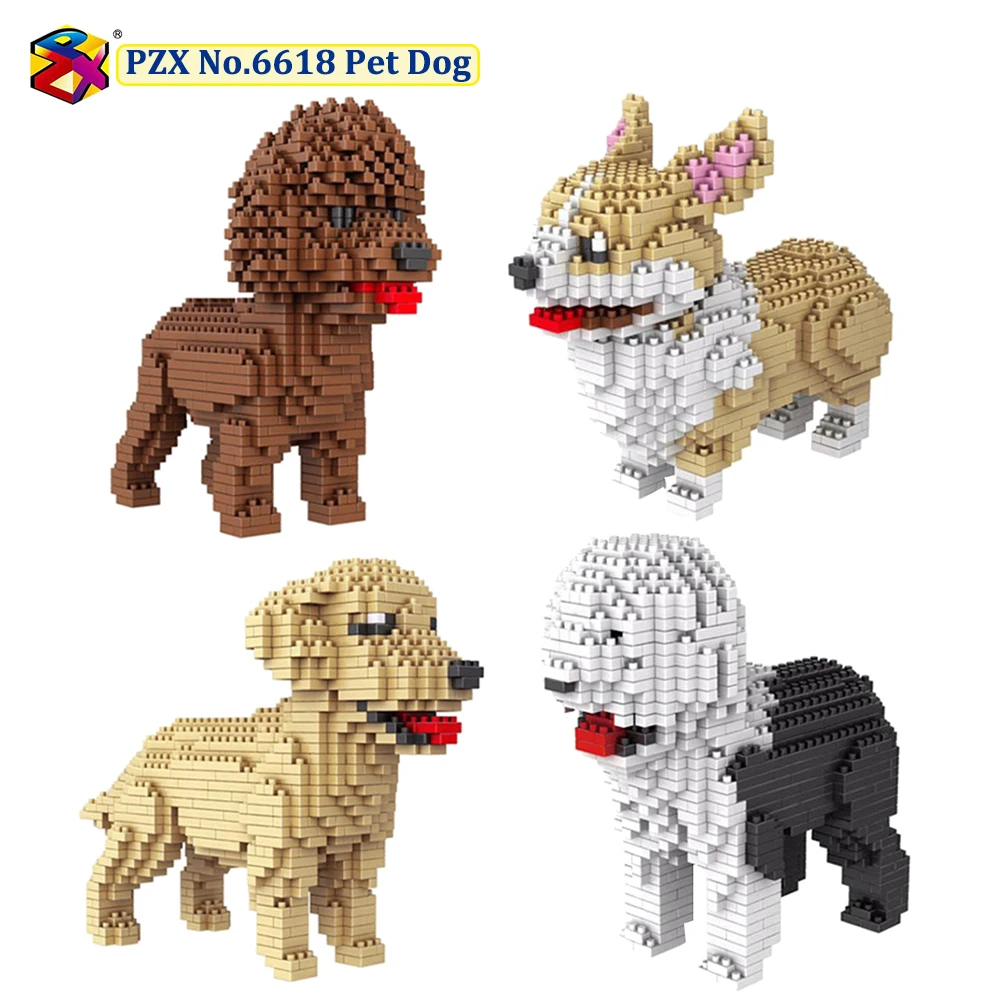 Набор строительных блоков PZX Atomic микро-кубики для собак щенков шнауцера таксы