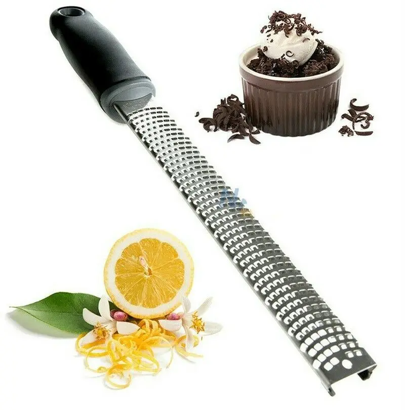 

Multifunctional Citrus Lemon Zester Cheese Grater Ginger Potato Garlic Chocolate Zester with Plastic Cover Long Ergonomic Handle