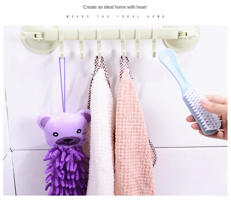 

Suction Cup 6 Hooks Nail-free Seamless Kitchen Wall Hooks Bathroom Bathroom Towel Rack Six Hooks Hooks Minimalist Hangers