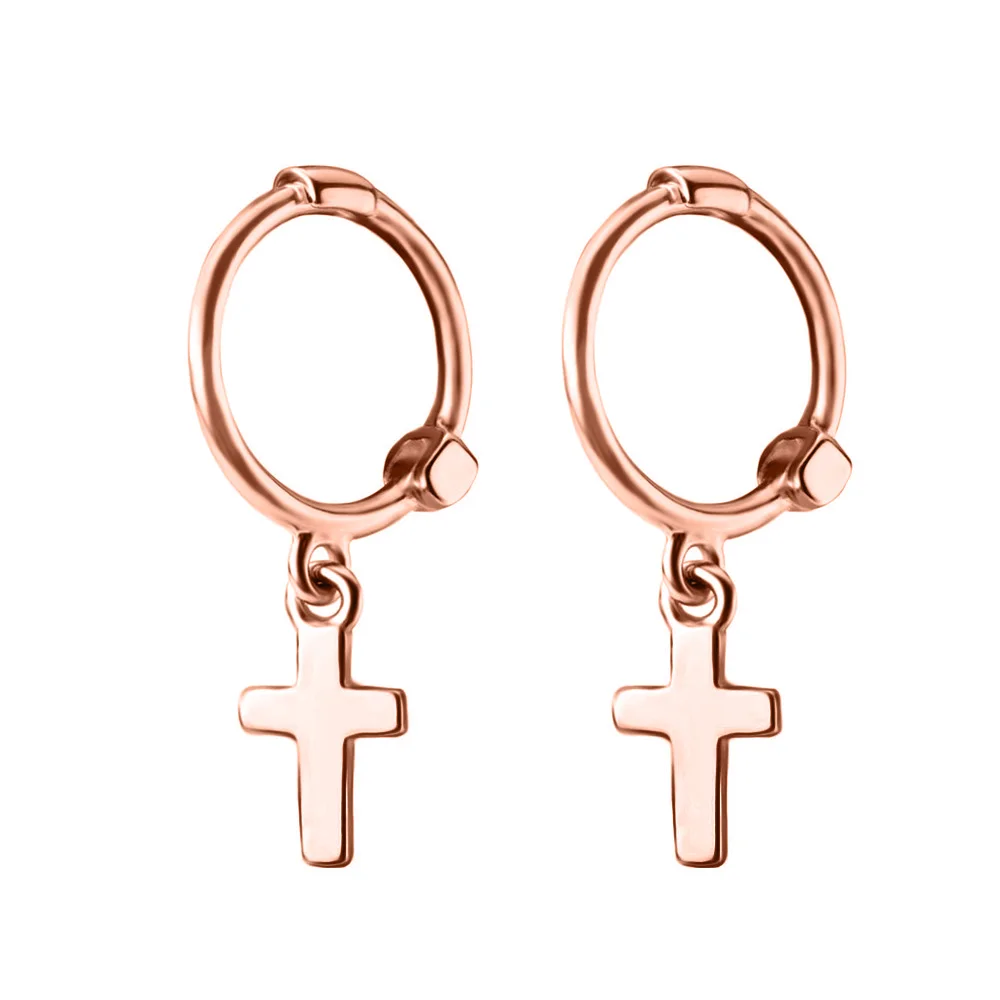 1 Pair Rose Trusta Женская мода 925 твердого стерлингового серебра крест, серьги небольшие серьги со шпилькой, для молодых девушек подростковый подарок DS892 - Окраска металла: 1 Pair Rose