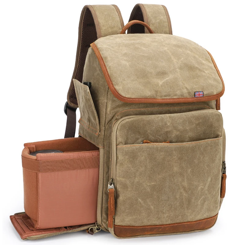 camera batik canvas soft padded large capacity outdoor travel men women shoulders backpack casual video shooting carrying case free global shipping