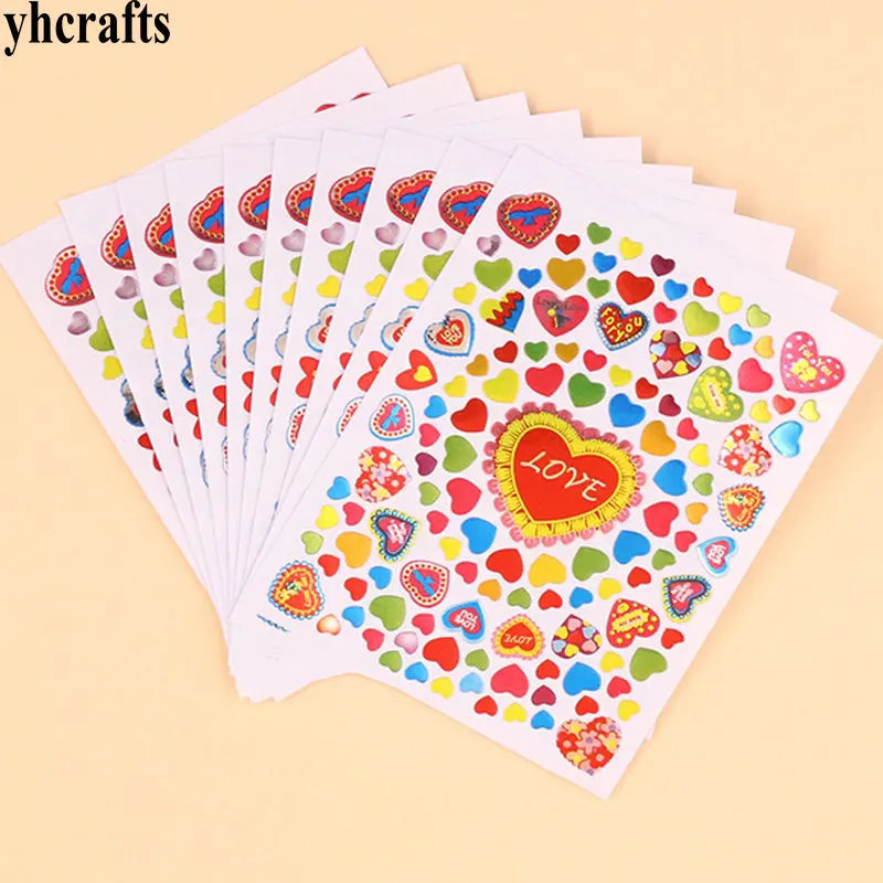 1 пакетов/лот лазерные бумажные наклейки в форме сердца раннее обучение