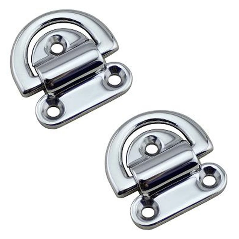 

2Pcs 6mm Folding Deck Pad Eyes Marine Grade Stainless Steel D Ring With Plate for Marine Boat Yacht Accessories