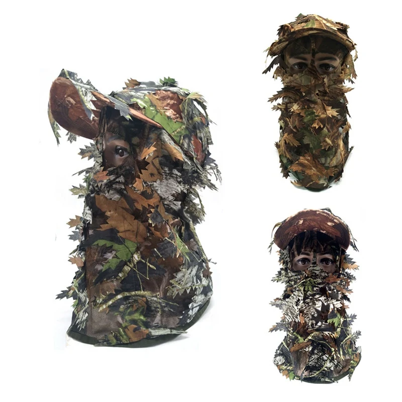 

3D Camouflage Leaf Stereo Mask Outdoor Airsoft Camping Hunting Bionic Breathable Headgear Balaclava Cover Leaf Full Face Mask