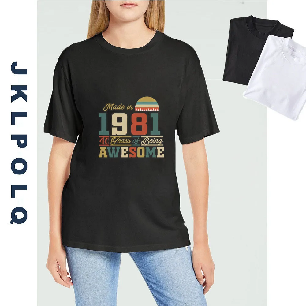 

JKLPOLQ Oversized T-Shirt 100% Cotton Women's T Shirts Funny Printing Unisex Short Sleeve Tops