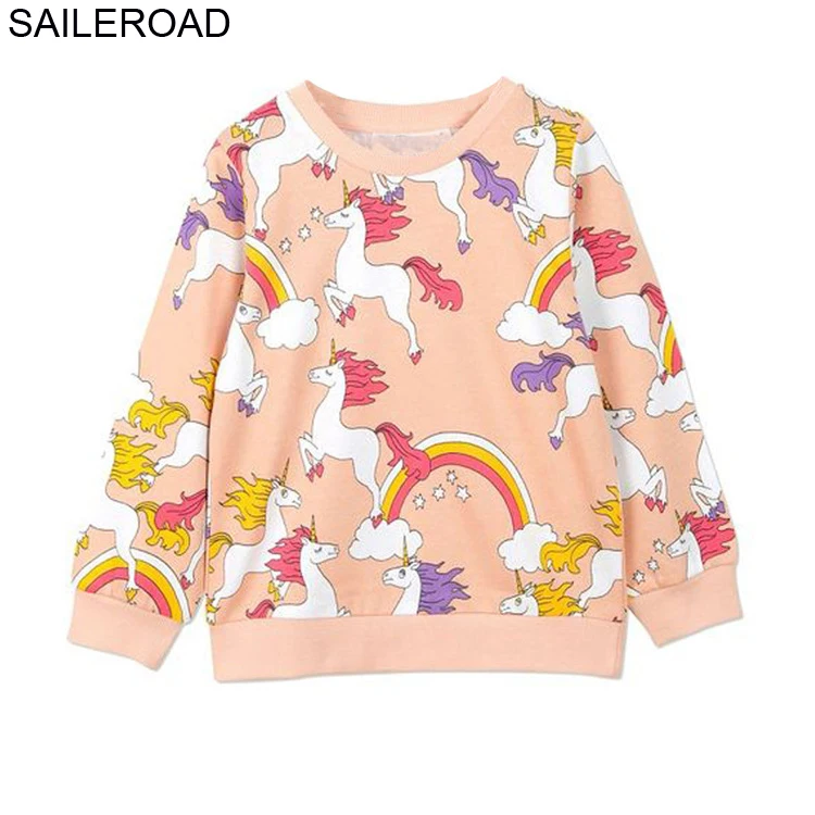 3049 same photo SAILEROAD от 2 до 7 лет Мультфильм Единорог Дети Толстовка Костюм Весна Осень детская Рубашка для Девочек С Длинным Рукавом Толстовки - Цвет: 3049 same photo
