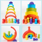 Деревянные радужные арочные игрушки Монтессори, многослойные строительные блоки, детские развивающие игрушки сделай сам для детей
