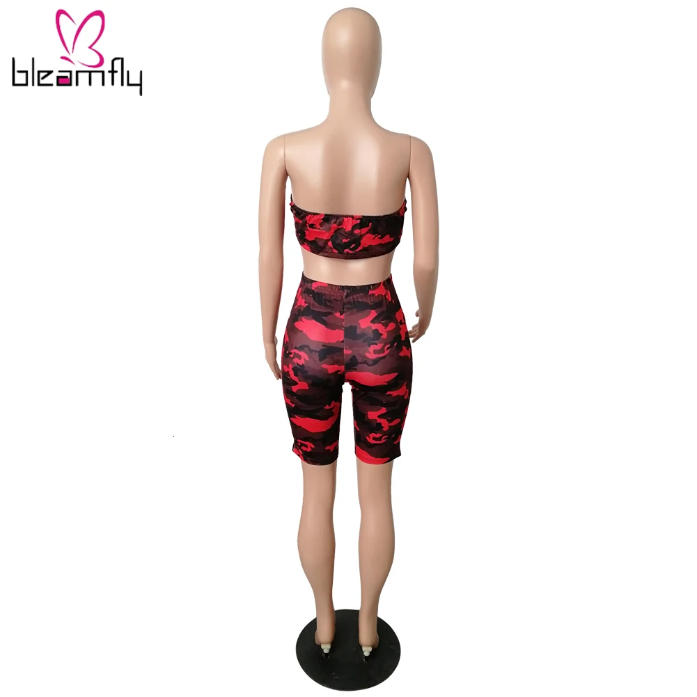 Новинка 2019 женский летний Камуфляжный костюм с коротким рукавом и капюшоном