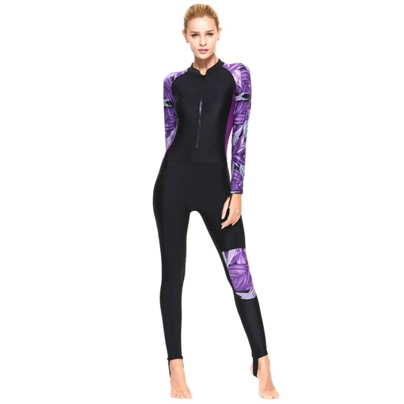 

Long Sleeve Rash Guard Women With Pad One Piece Wetsuit Swimming Diving Suit Snorkeling Surfing Swimwear Beach Wear Body Suits