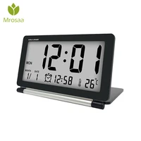 hot electronic alarm clock travel clock multifunction silent lcd digital large screen folding desk clock temperature date time