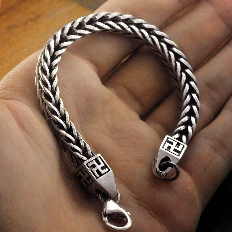 

GAGAFEEL мужской тяжелый браслет 925 пробы серебряный браслет для мужчин Панк мужские браслеты Стерлинговое серебро ювелирные изделия