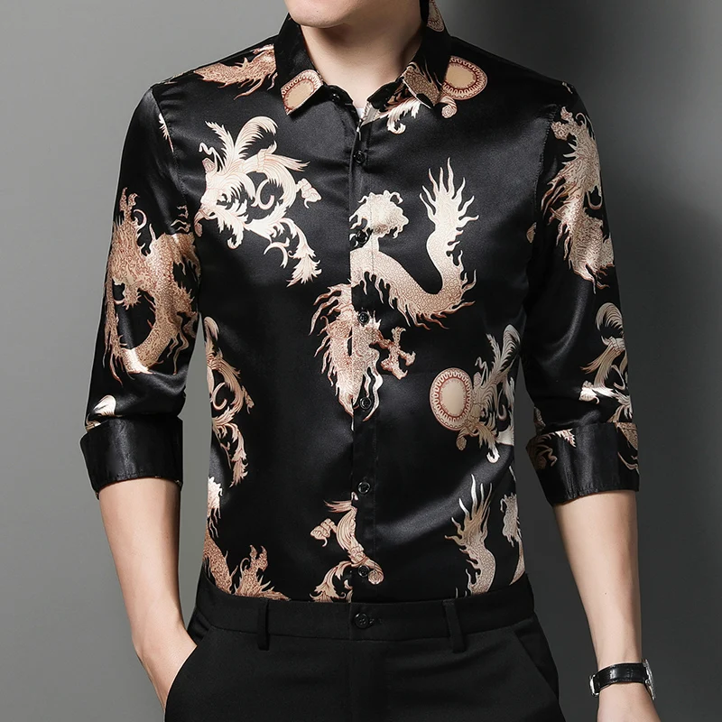 

Luxury Print Men Shirts Long Sleeve 2021 Autumn Fashion Casual Shirt Slim Fit Shirts Streetwear Clothes Camisa Social Masculina