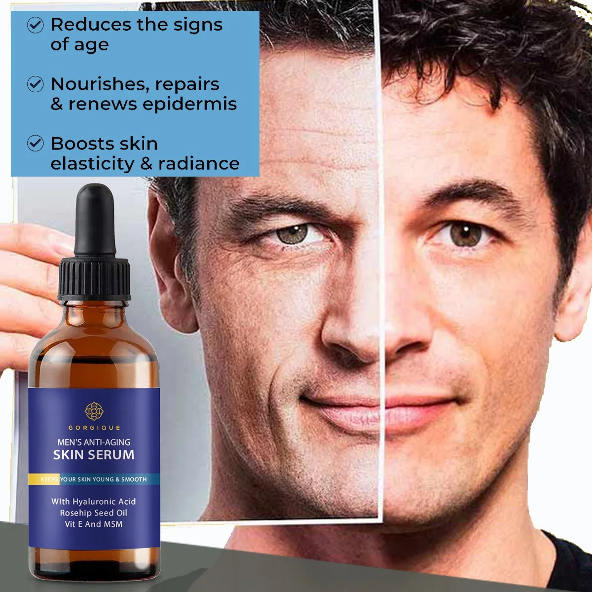 

10/20/30/50ml Men Hyaluronic Acid Face Serum Anti-Aging Shrink Pore Whitening Moisturizing Essence