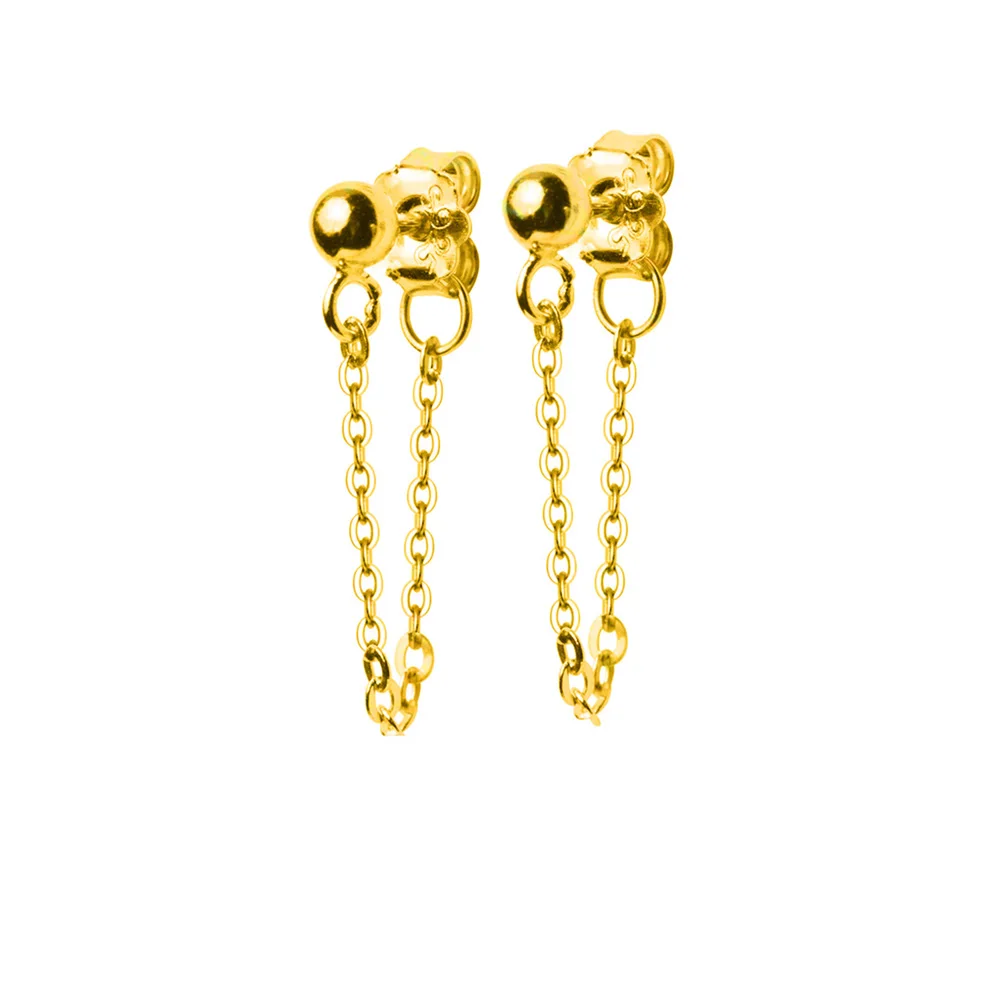 Gold-Short Trusta, 925 пробы, серебряные серьги-гвоздики, соединенная цепочка, модное ювелирное изделие на день рождения дочери, подарок, хорошее ювелирное изделие DS1434 - Окраска металла: Gold-Short