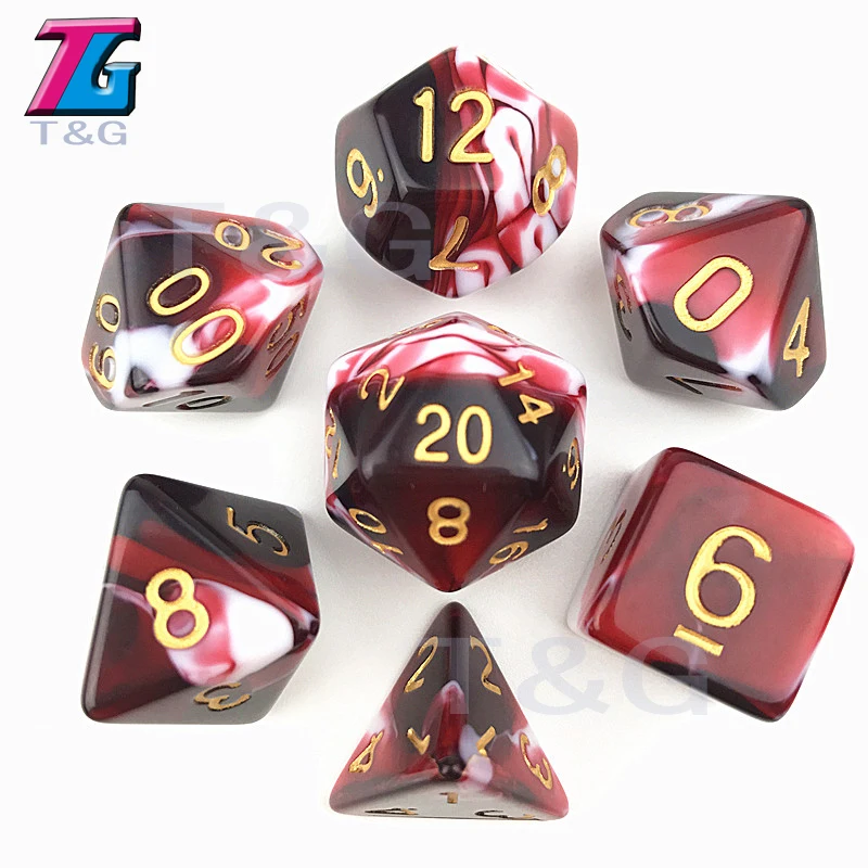 7 шт TRPG игральные кости для D& D D4-D20 многогранные аксессуары для настольной игры