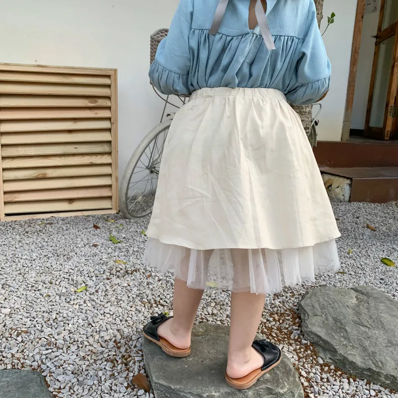 Хлопковая сетчатая Лоскутная юбка для девочек 2020 свободная повседневная детская