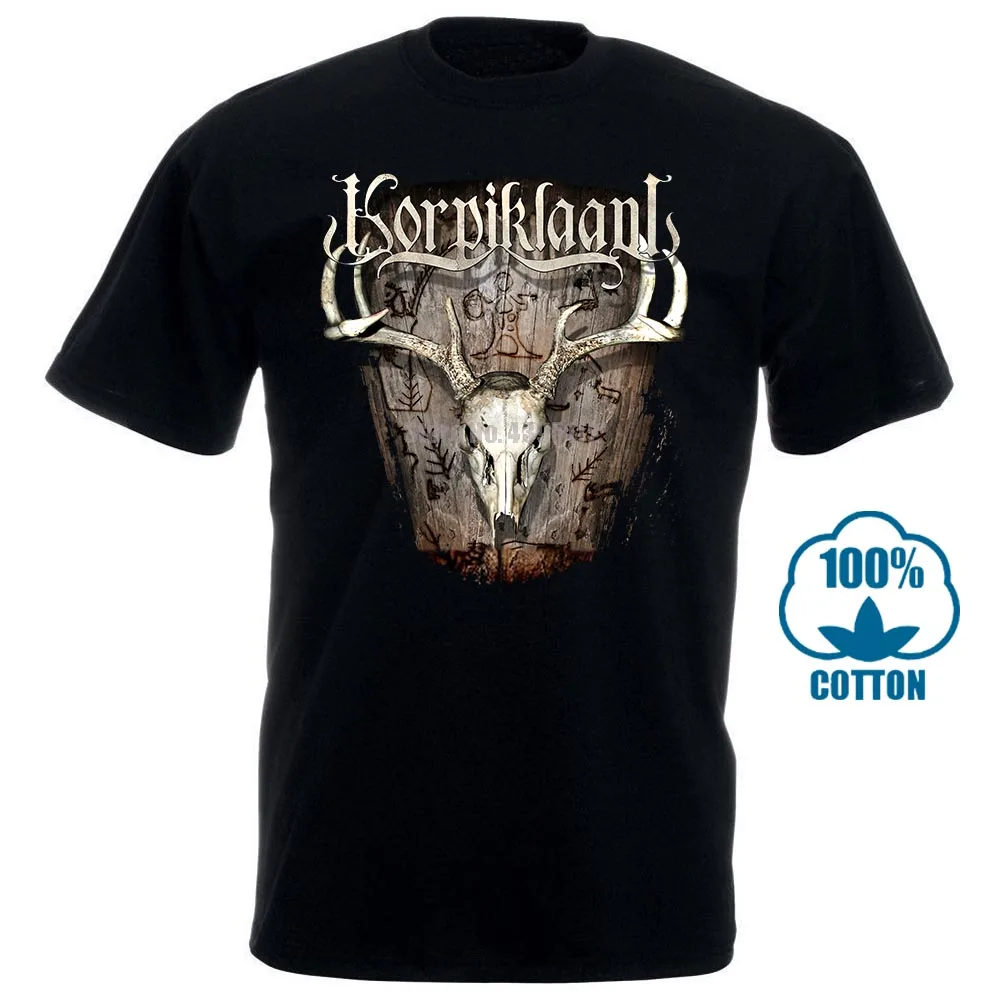 

Korpiklaani T-Shirt Mens Folk Metal Band Shaman Duo Finntroll O Neck Loose Cotton Tops Casual Tee
