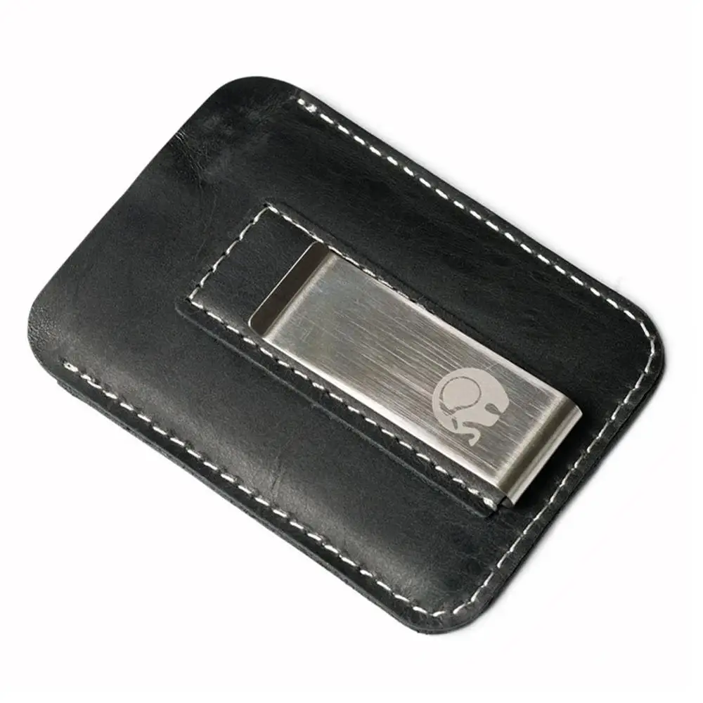 Мужской металлический зажим для денег тонкий из натуральной кожи|Зажимы денег| |