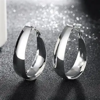 

Glossy egg-shaped earrings Fashion round silver earrings E018 LKNSPCE018