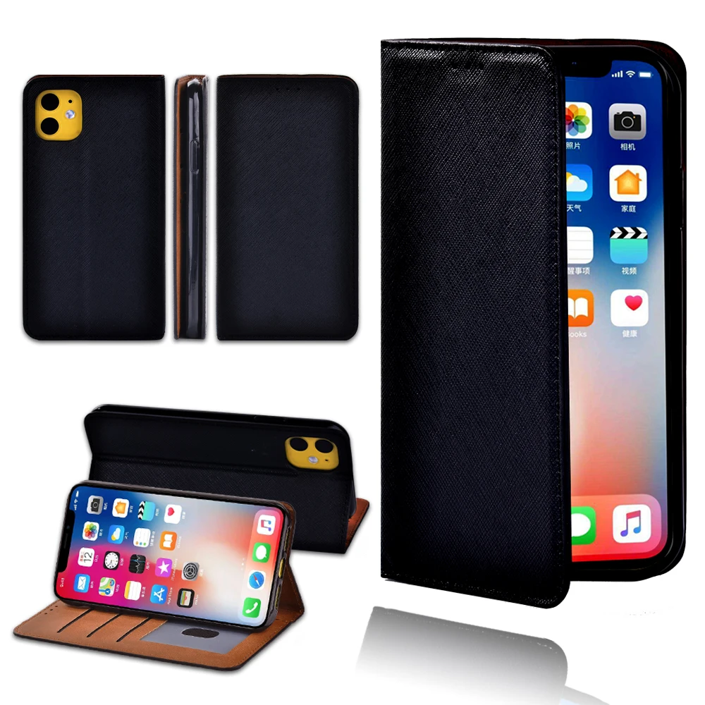 

Phone Case for Apple IPhone 11 6.1 Inch 2019 Black Leather Pu with Card Slot Function Shockproof Protective Shell Case