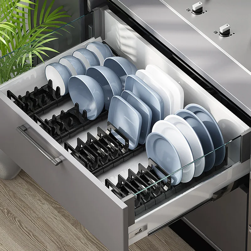 

Adjustable Drain Bowl Tableware Rack Drawer Dish Rack Anti Rust Kitchen Supplies Storage Rack Shelf
