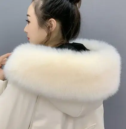 beige plus Осенне-зимний женский супер большой искусственный воротник, шапка из лисьего меха, большой воротник из меха енота, воротник с капюшоном, шарф-накидка, 80 см, tb001 - Цвет: beige plus