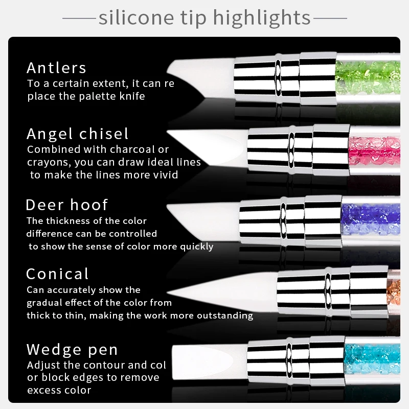 Кисти для ногтей с зеркальными блестками ручка нанесения акрилового лака