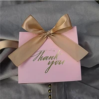 25pcs thank you printed pink candy bag box for favor gift decorationevent party supplieswedding favours gift boxes