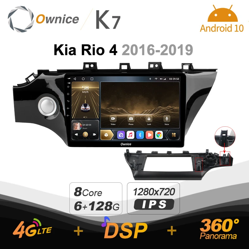 

Автомагнитола K7 Ownice 6G + 128G Android 10,0 для Kia RIO 4 2016 - 2019 мультимедийный DVD аудио 4G LTE GPS Navi 360 BT 5,0 Carplay