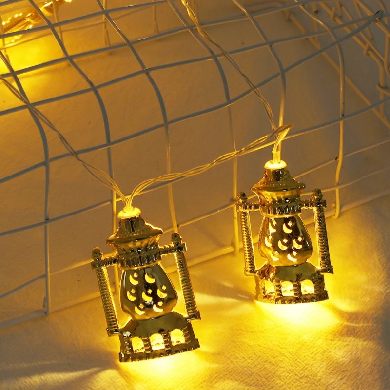 

New Muslim Islamic Emerald Moon Festival Gulb Festival 10LED Metal Oil Lamp Stylus