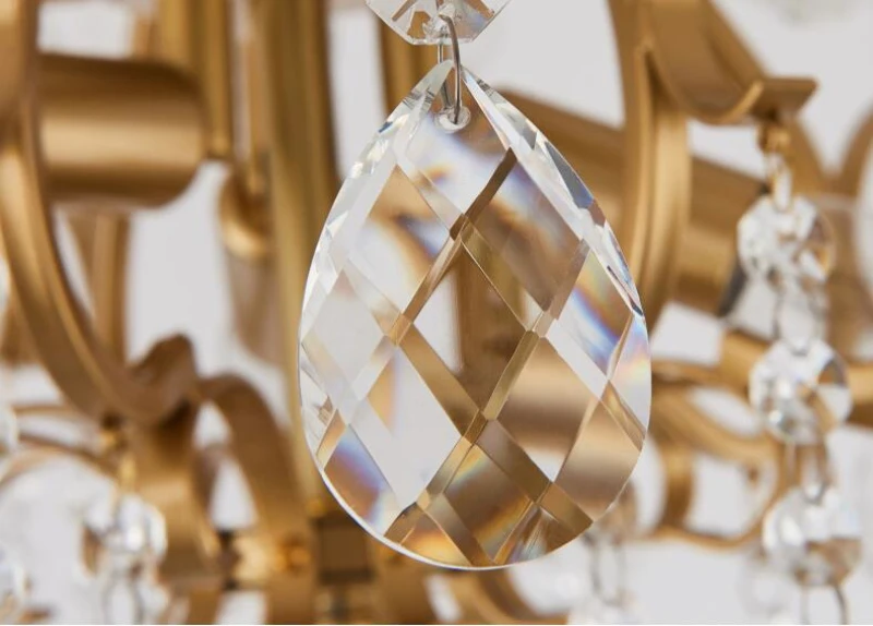 

New crystal chandelier loft living room modern American restaurant luxury gold round master bedroom lamps