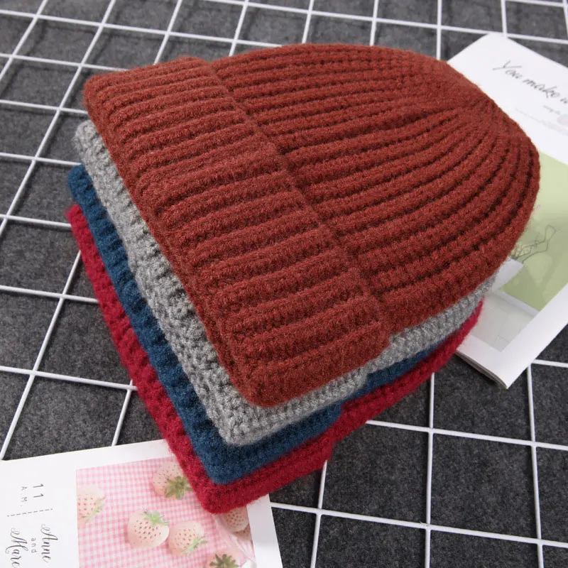 

Q Knit Hat Women Beanies Winter Hats For Women Warmer Double Layer Thick Student Cap Soft Wool Casual Caps Sweet Girls Bonnet
