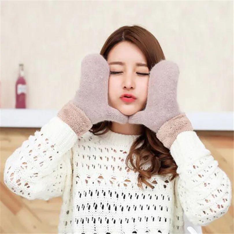 Женские шерстяные перчатки с китайским узлом теплые однотонные 4 цветов для зимы