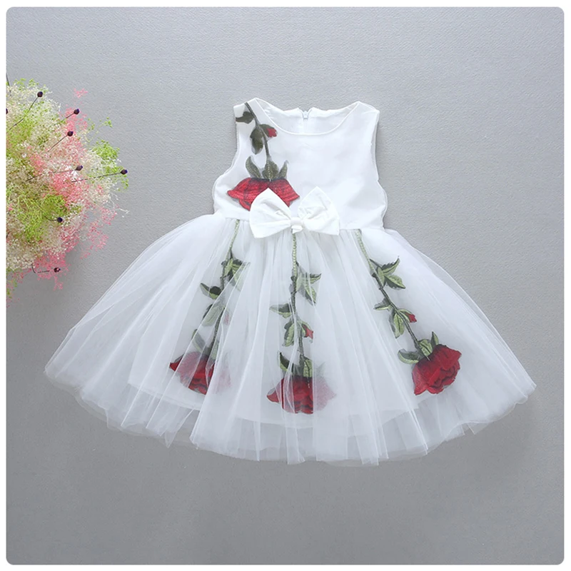 2020 Summer Girls Dresses Baby Clothing Floral Mesh Sleeveless Kids for Toddler Princess Dress New Fashion | Детская одежда и
