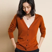 2019 autumn and winter new cashmere blend soft single breasted cardigan v collar wool sweaters fashion comfortable soft